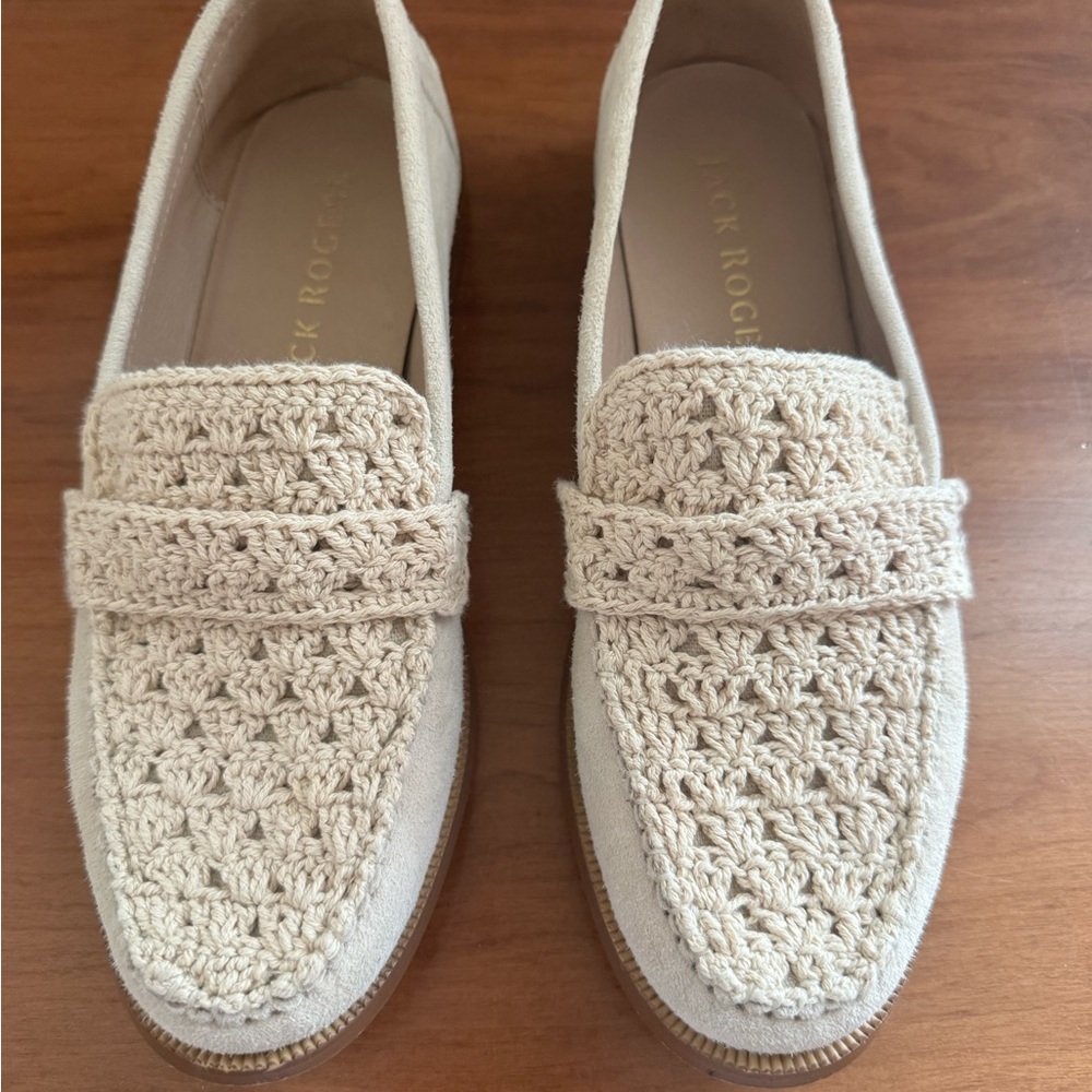 Jack Rogers Women's Crochet Cream Loafers - Picture 2 of 9